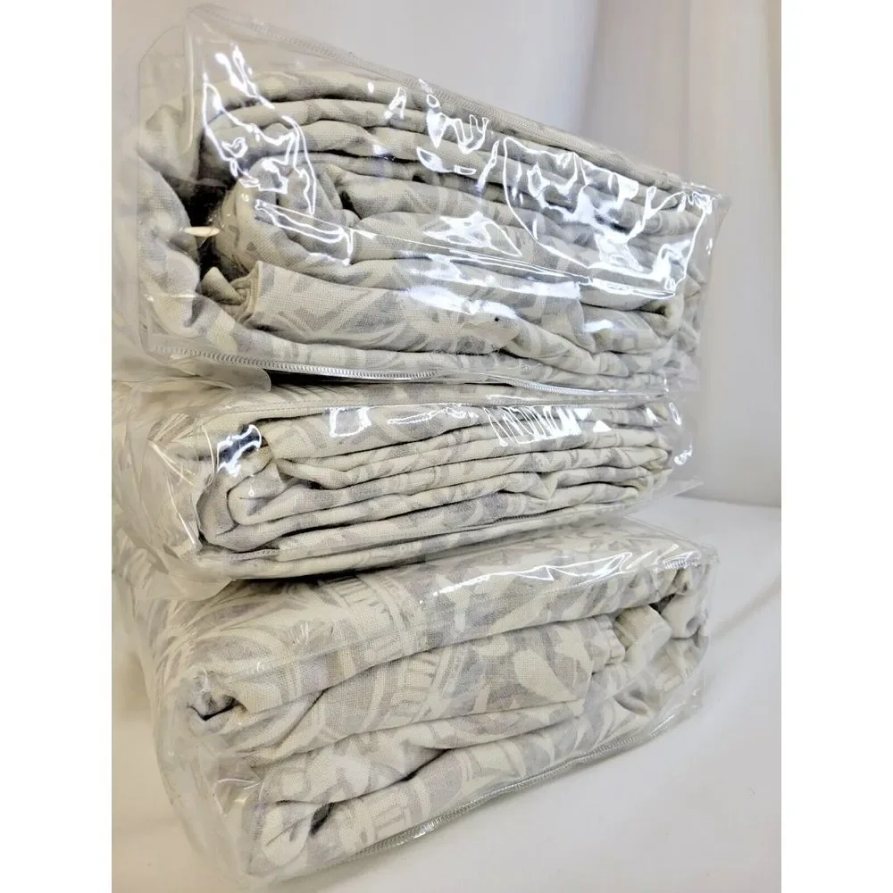 3 Pottery Barn Riley‎ grey Medallion panels drapes 2 are blackout, one is not